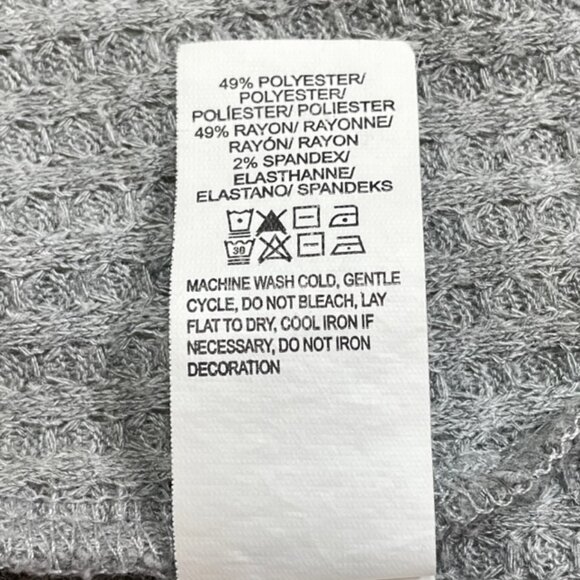 LUCKY BRAND Gray Waffle Knit Cowl Neck Sweater - Size Medium - Picture 5 of 5
